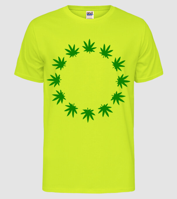 Euro marihuana model galben neon pe tricou