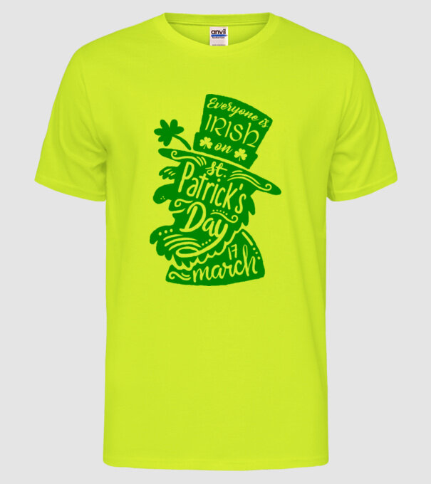 Everyone is irish leprechaun model galben neon pe tricou