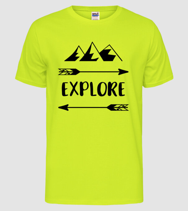 Explore mountains model galben neon pe tricou