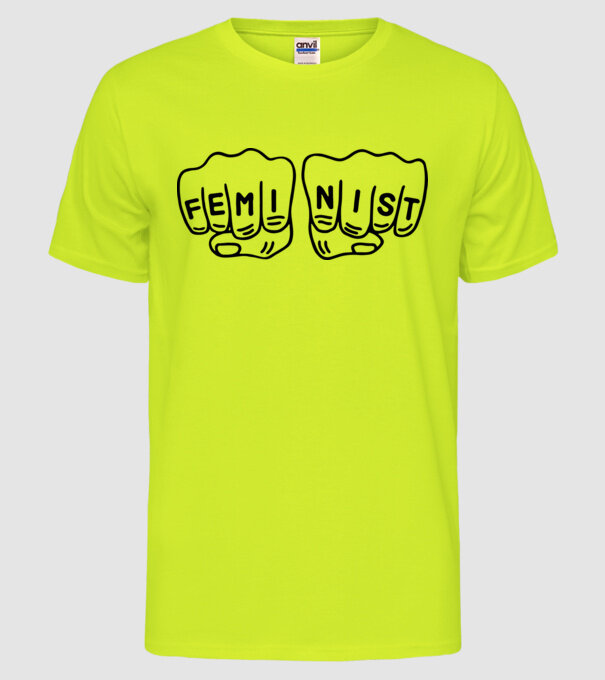 Feminist model galben neon pe tricou