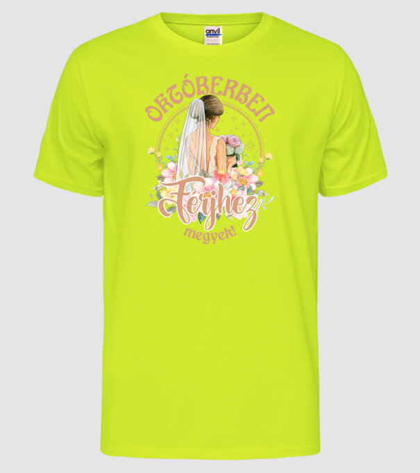 mă mărit - în octombrie model galben neon pe tricou