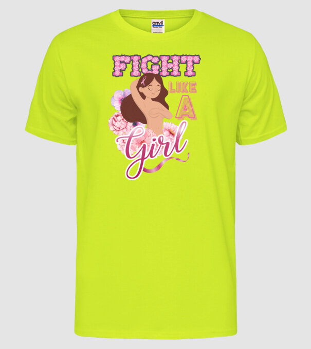 FIGHT like a girl model galben neon pe tricou