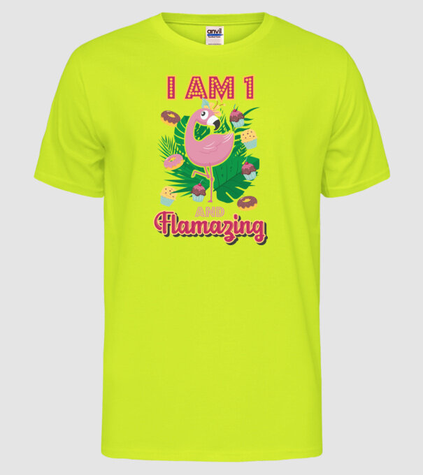 FLAMAZING Birthday 1 Years old model galben neon pe tricou
