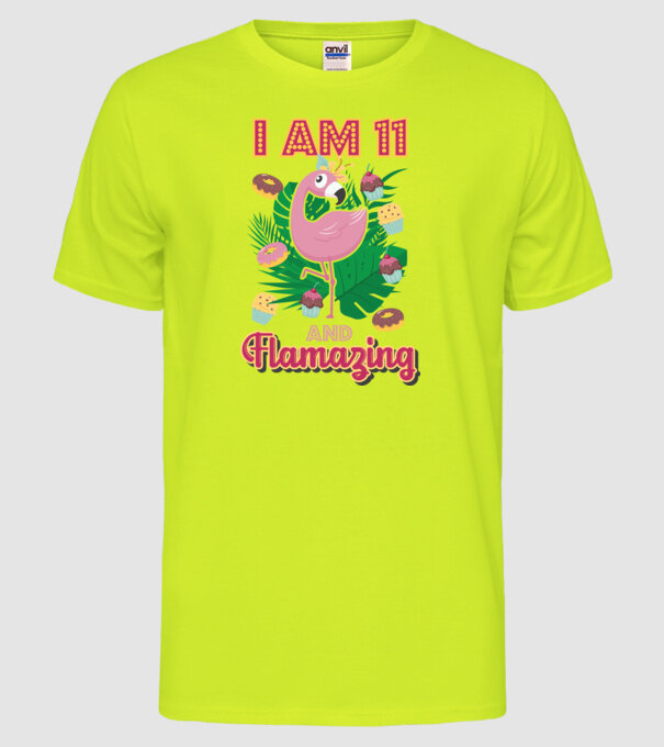FLAMAZING Birthday 11 Years old model galben neon pe tricou
