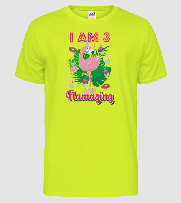FLAMAZING Birthday 3 Years old model galben neon pe tricou
