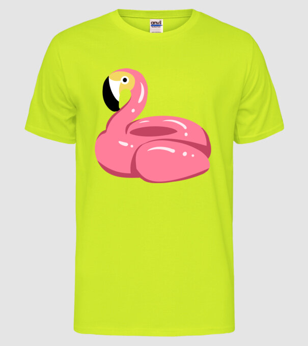 Flamingo colac de înot model galben neon pe tricou