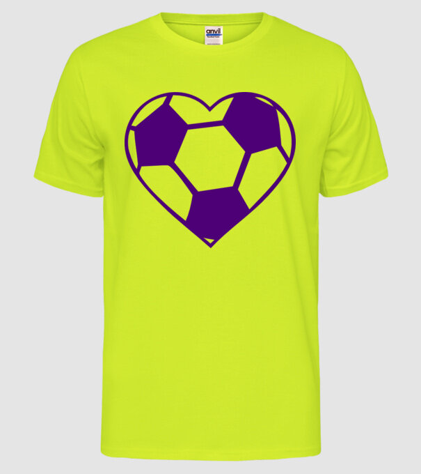 inimă fotbal model galben neon pe tricou