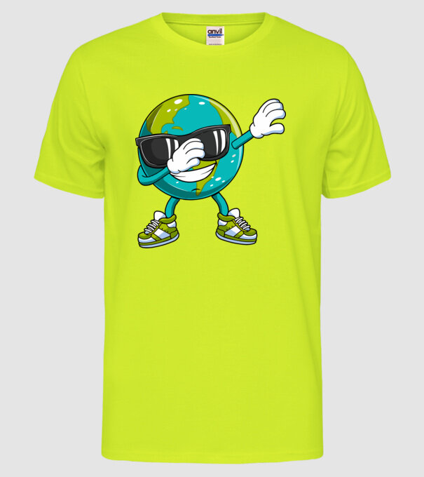 Pământ DAB Ziua Pământului model galben neon pe tricou