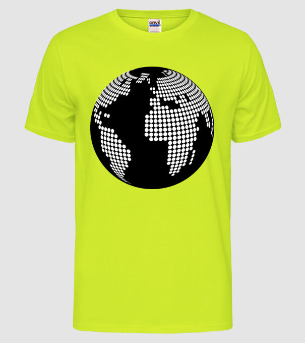 Glob pământesc model galben neon pe tricou