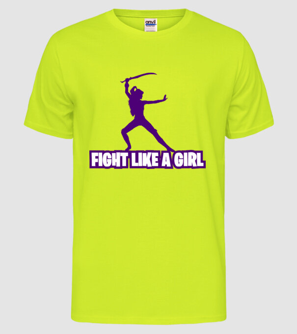 Fată Fortnite model galben neon pe tricou