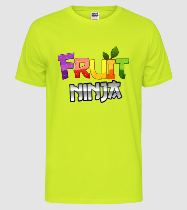 Fruit Ninja model galben neon pe tricou