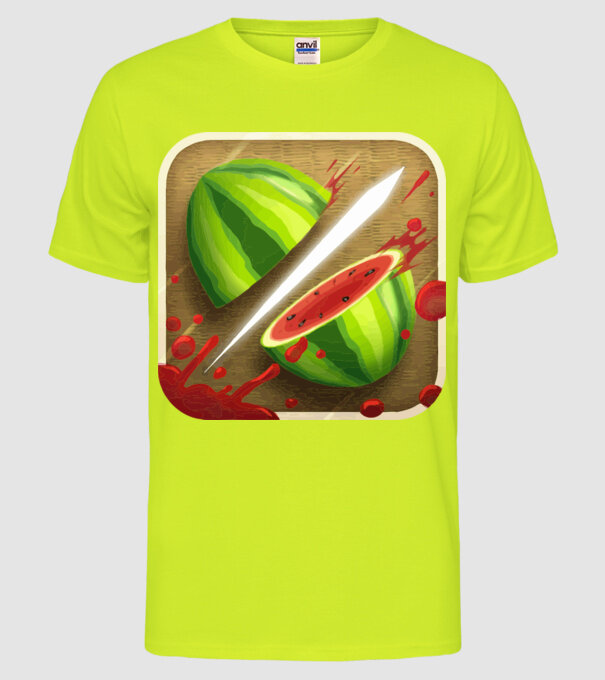 Fruit Ninja Icon model galben neon pe tricou