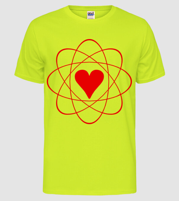 Inimă fuziune model galben neon pe tricou