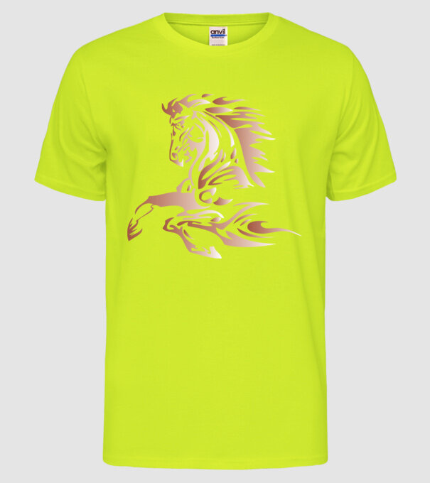 cal alergând model galben neon pe tricou