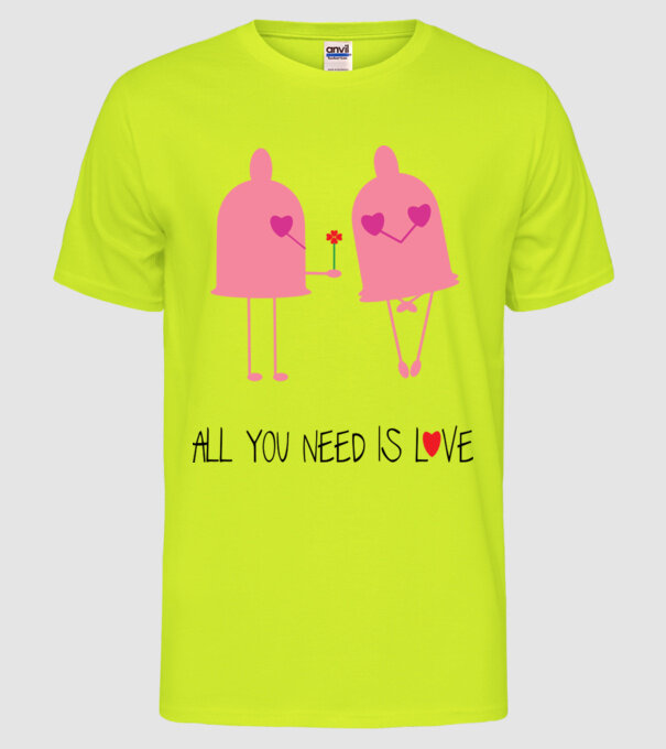 All you need is love model galben neon pe tricou