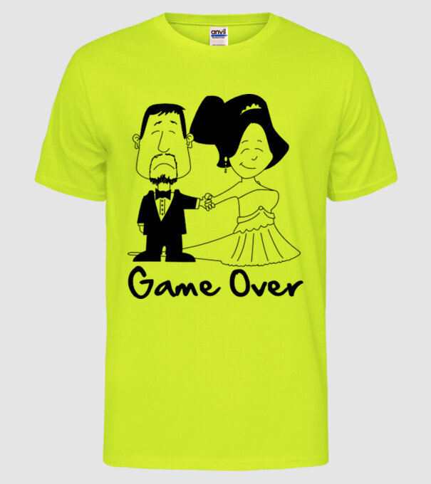 Game Over model galben neon pe tricou