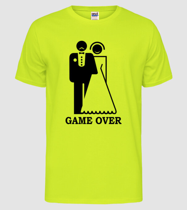 Game over model galben neon pe tricou