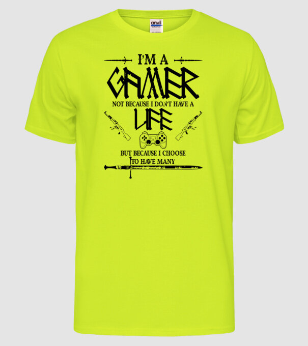 Gamer Life model galben neon pe tricou