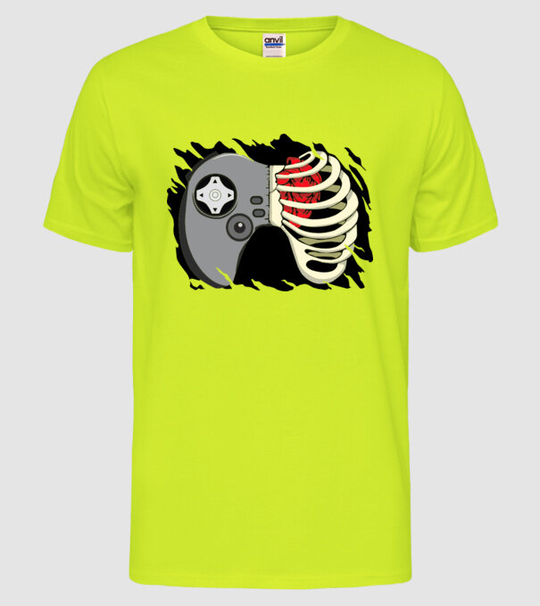 Inimă Gamer model galben neon pe tricou