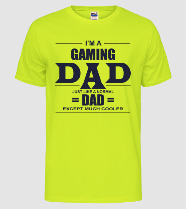 Gaming dad model galben neon pe tricou