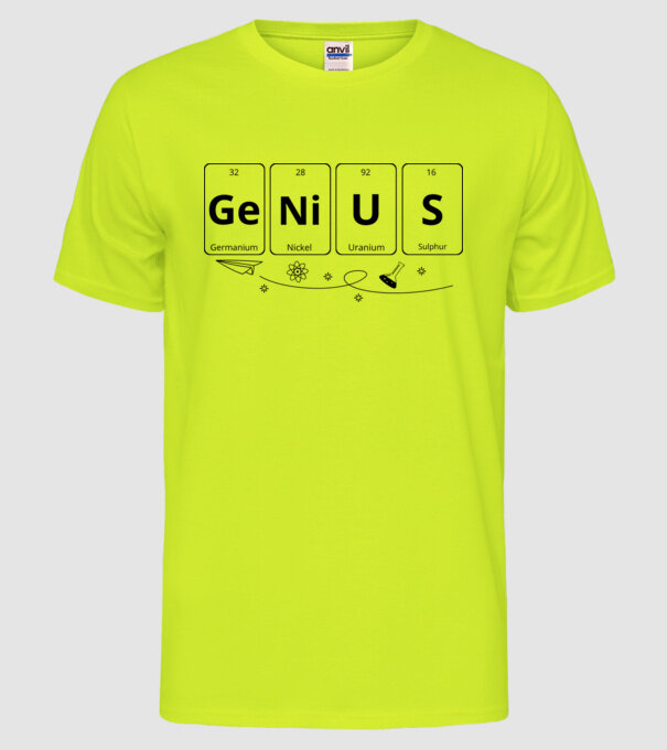 Genius periodic model galben neon pe tricou