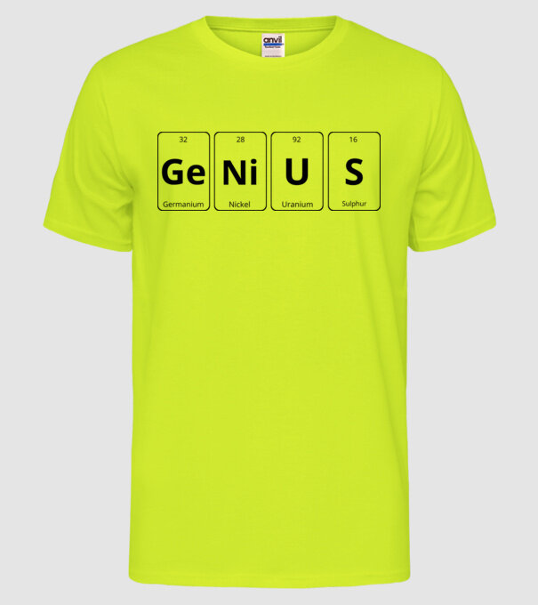 Genius periodic model galben neon pe tricou