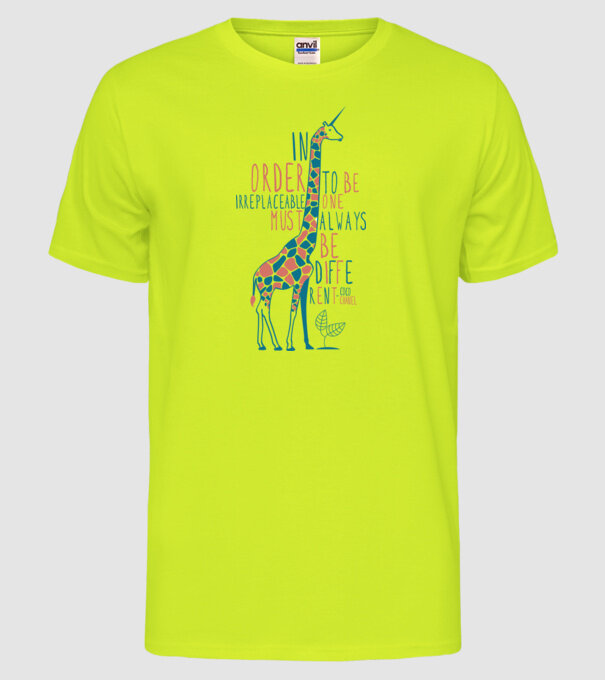 Giraffe model galben neon pe tricou