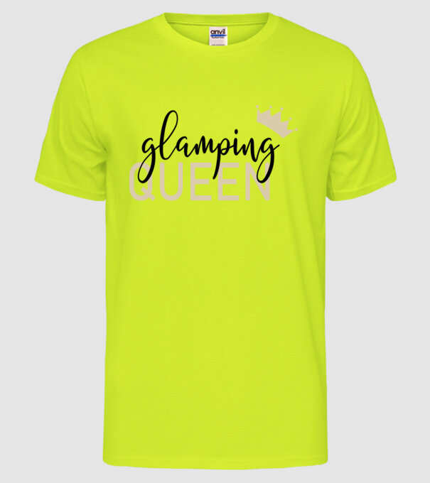 Glamping queen model galben neon pe tricou