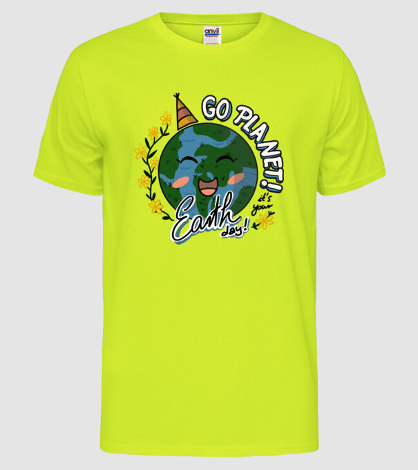 Go planet model galben neon pe tricou
