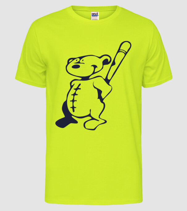 Ursuleț agresiv model galben neon pe tricou