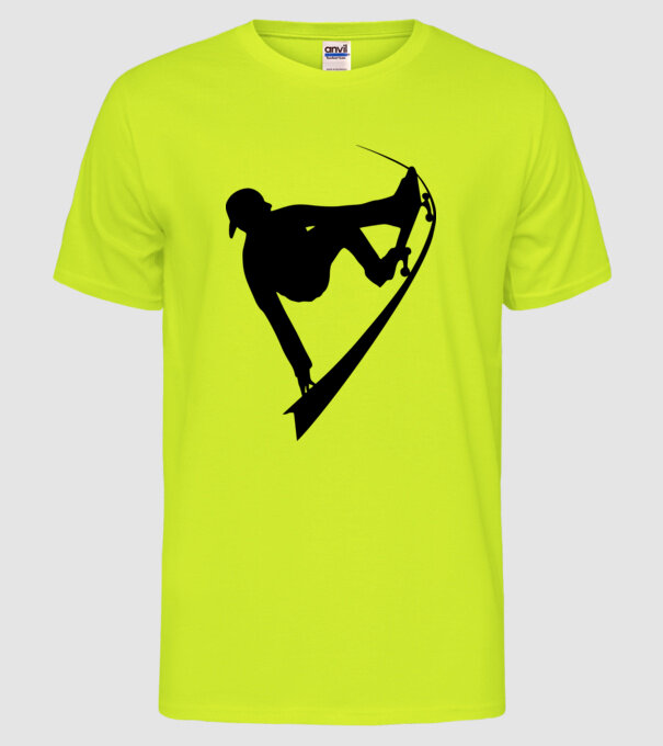 Skateboarder model galben neon pe tricou