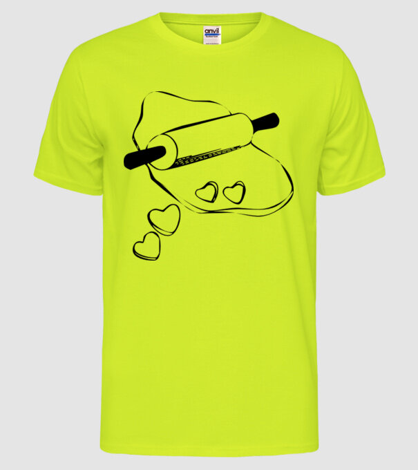 Inimă Frământată model galben neon pe tricou
