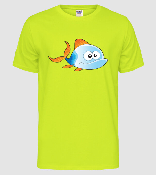 Fish model galben neon pe tricou