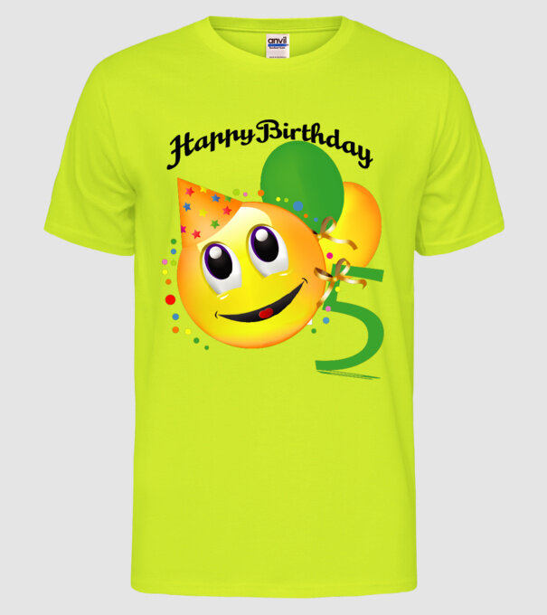 happy birthday 5th model galben neon pe tricou