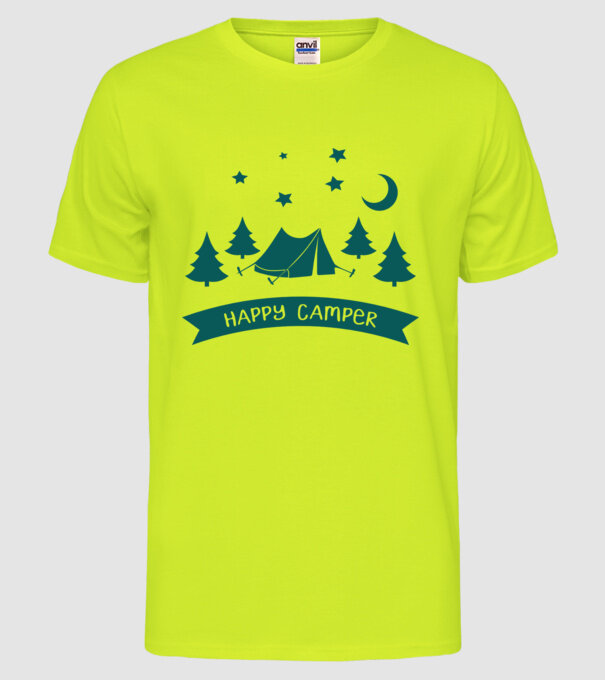 Happy camper tent model galben neon pe tricou