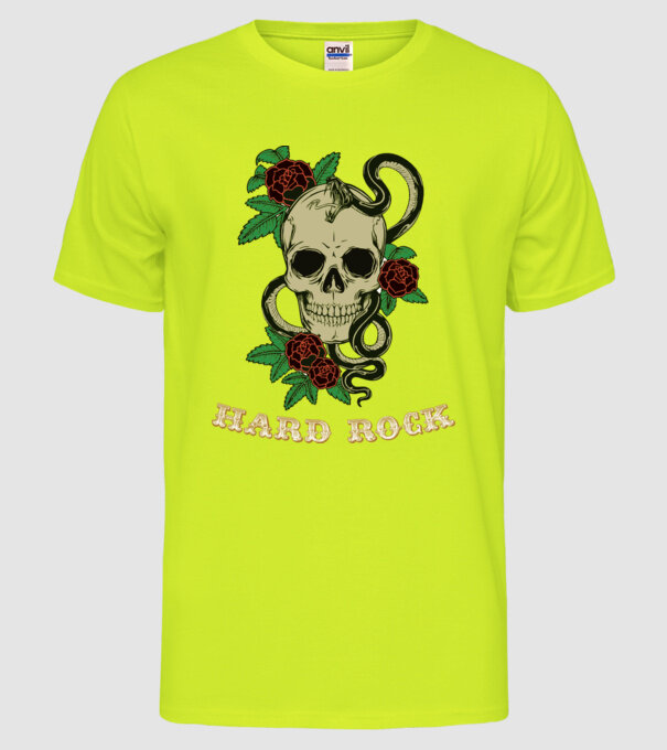 Hard Rock 1 model galben neon pe tricou