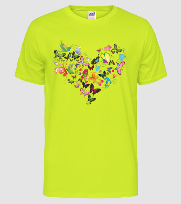 Butterfly Heart model galben neon pe tricou