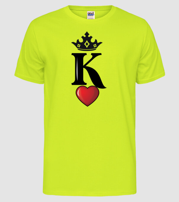 Cuplu HeartKing model galben neon pe tricou