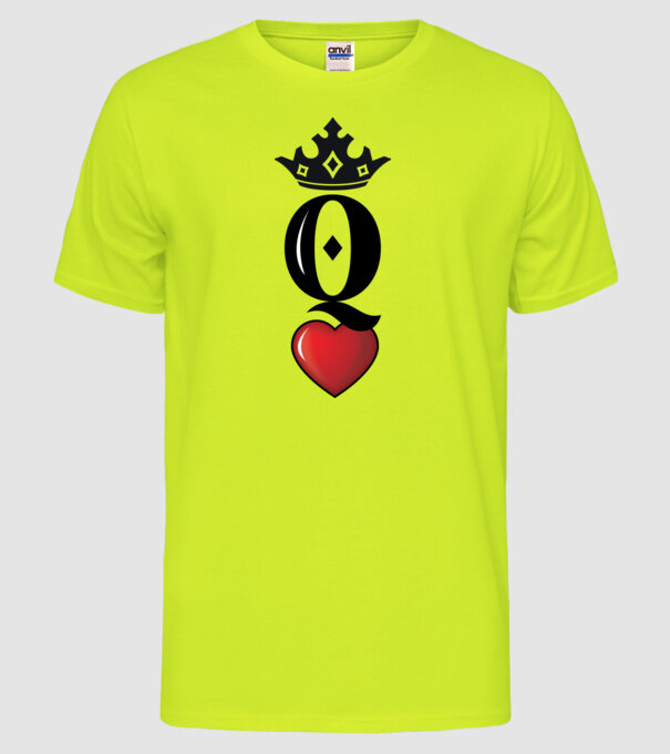 Cuplu HeartQueen model galben neon pe tricou