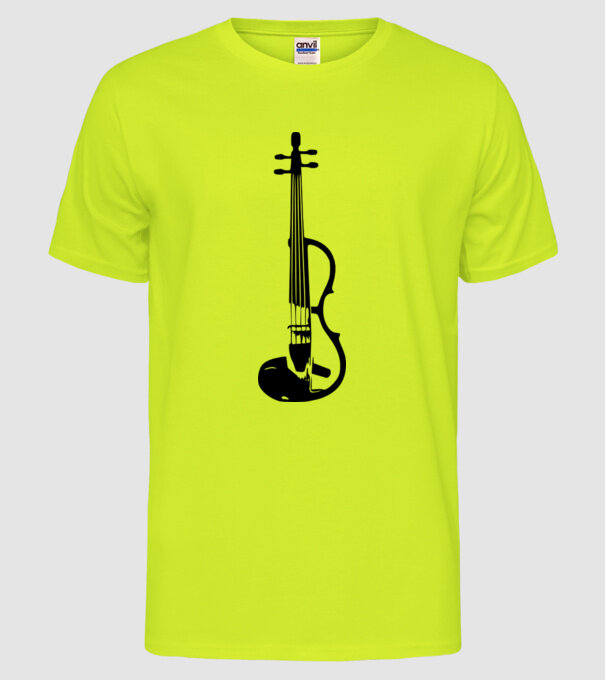 Vioară model galben neon pe tricou