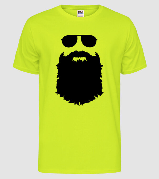 Barbă Hipster model galben neon pe tricou