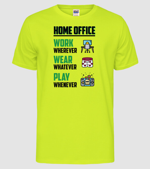 Home office model galben neon pe tricou