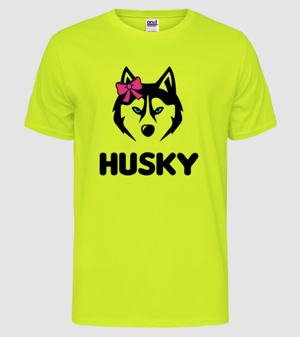 Husky fată model galben neon pe tricou
