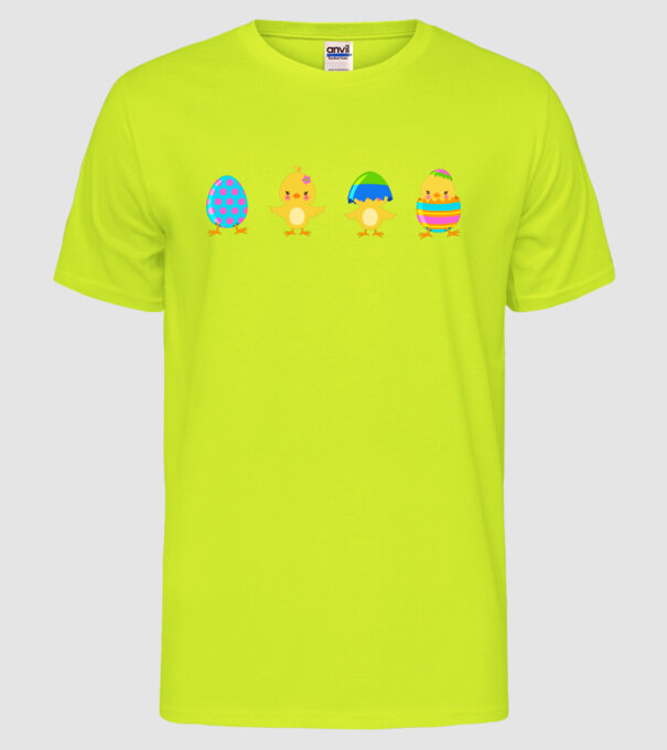 Paște numai pui model galben neon pe tricou