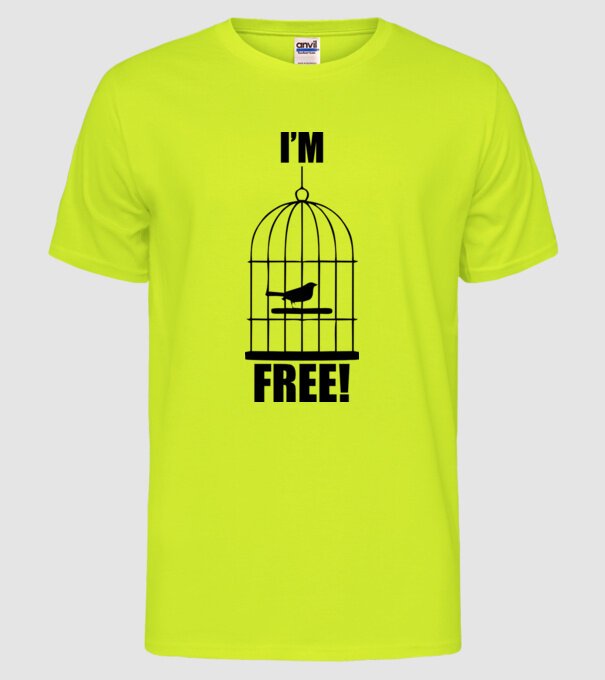 'I''m free' model galben neon pe tricou