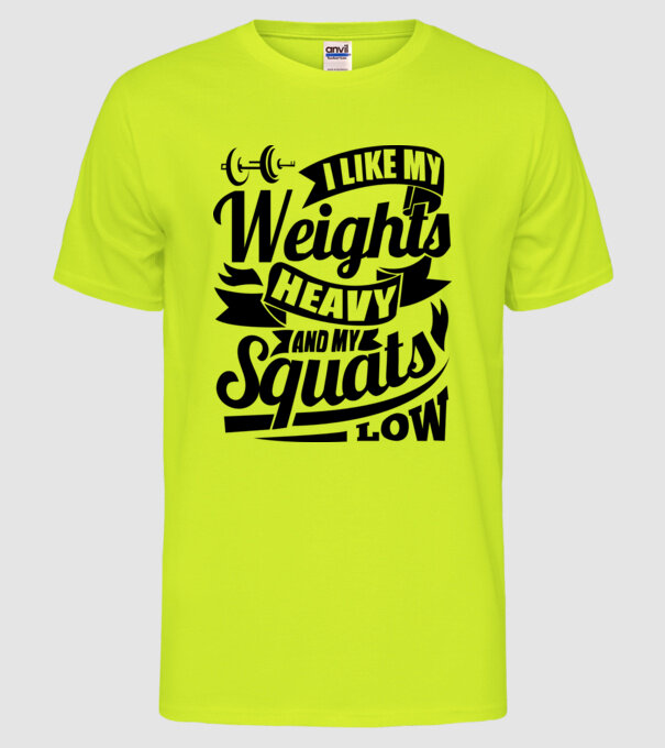 I like my weights model galben neon pe tricou