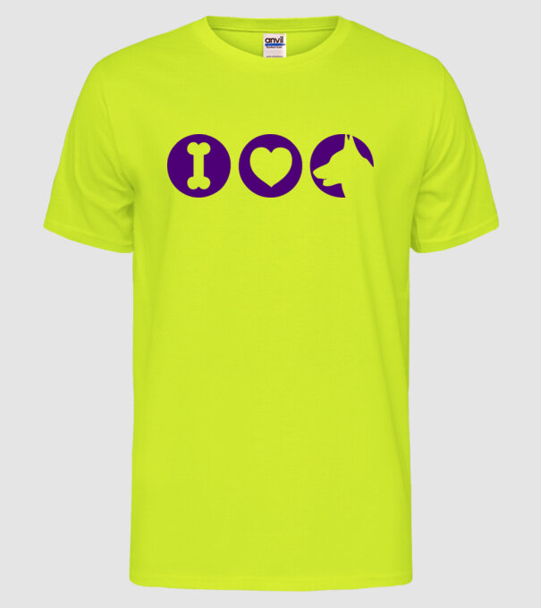 I Love model galben neon pe tricou