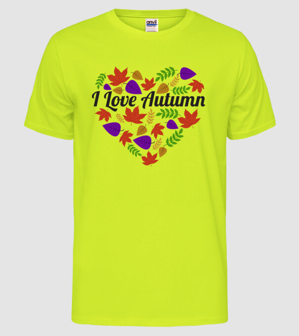 I love autumn model galben neon pe tricou