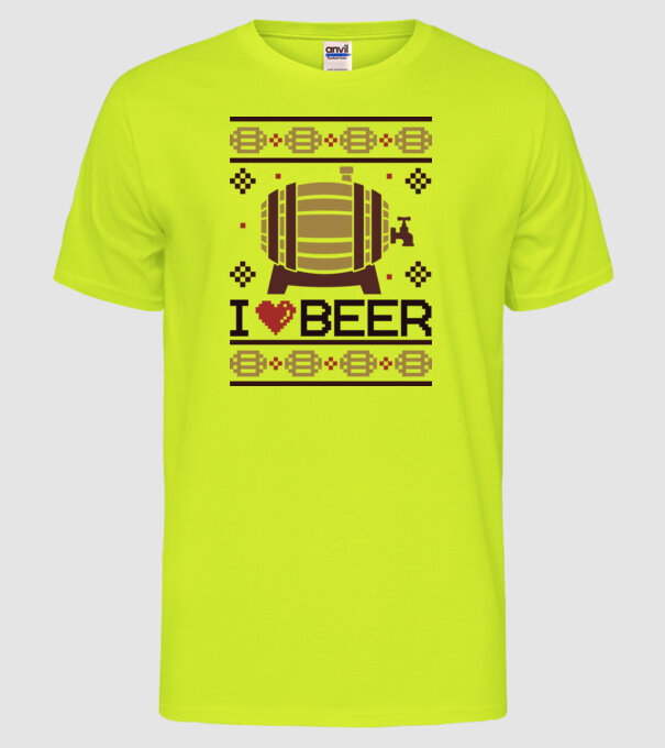 I love beer ugly sweater model galben neon pe tricou