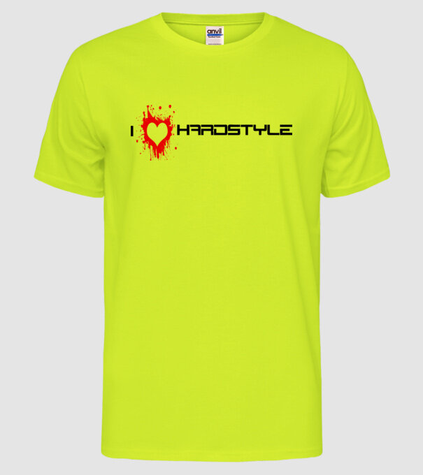 i love hardstyle model galben neon pe tricou